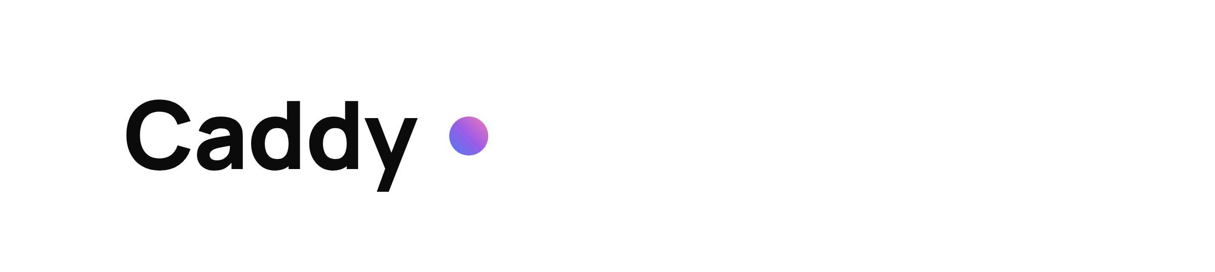 The Caddy Docs lockup for dark grounds: the white Caddy tab with its prism dot, then the word Docs.