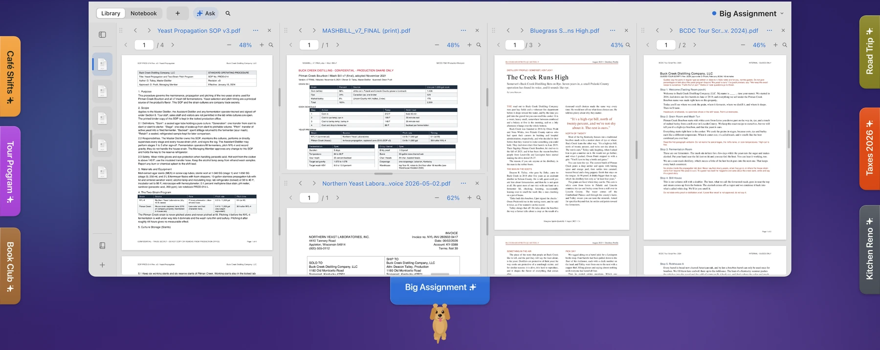 The published Caddy workspace image with several documents open and a blue Caddy tab with its dog.